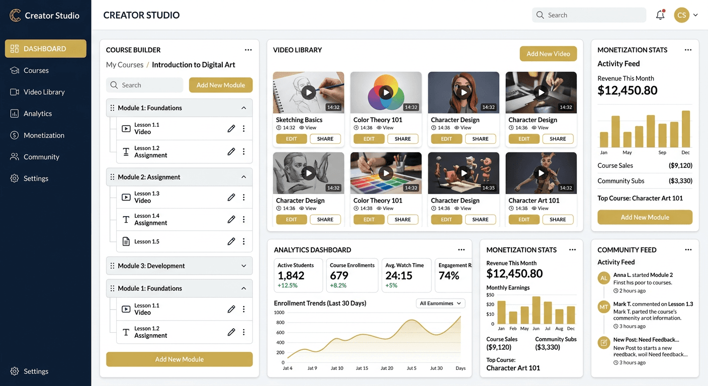 Track 1 creator workspace dashboard